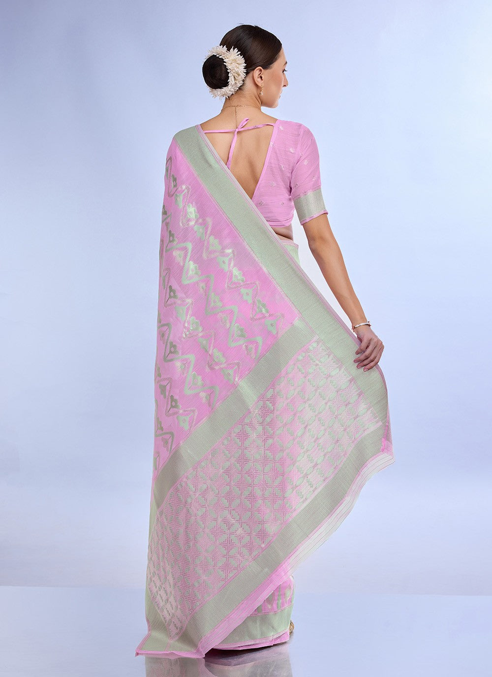 Classic Jacquard Work Linen Saree - S7620