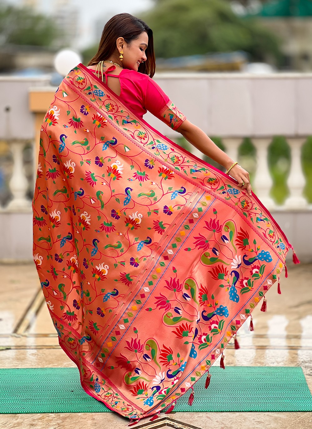 Pink Kanjivaram Silk Trendy Saree Jacquard Work, Woven S18795