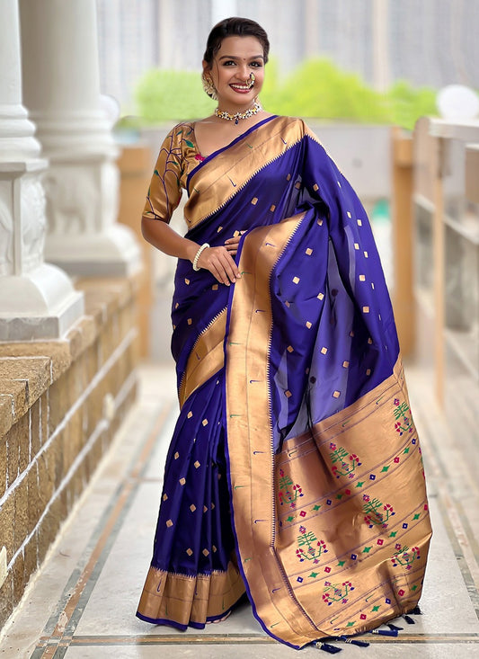 Violet Silk Contemporary Saree Jacquard Work S18320