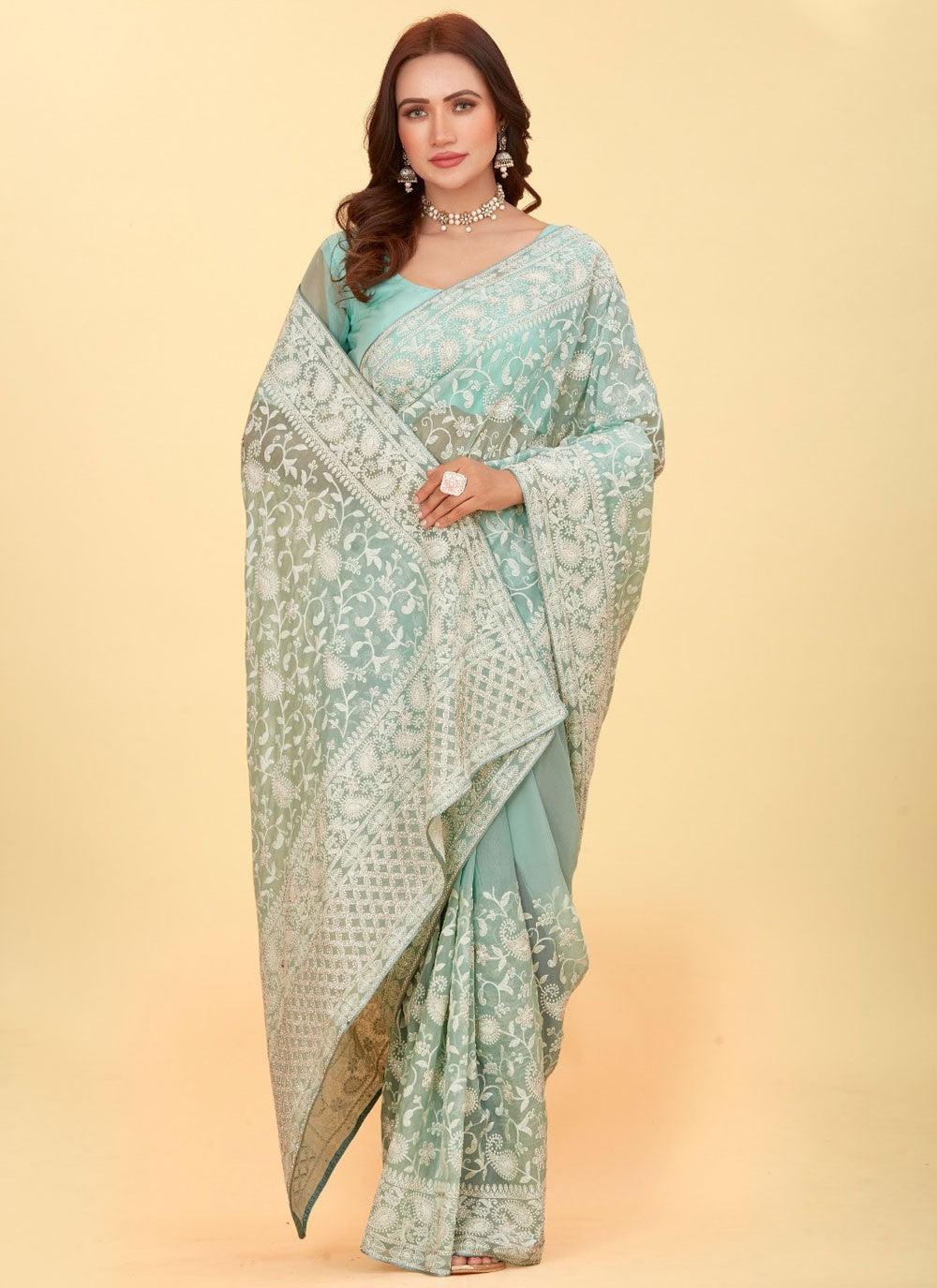 Dimond, Embroidered Jimmy Chu Saree - S12199
