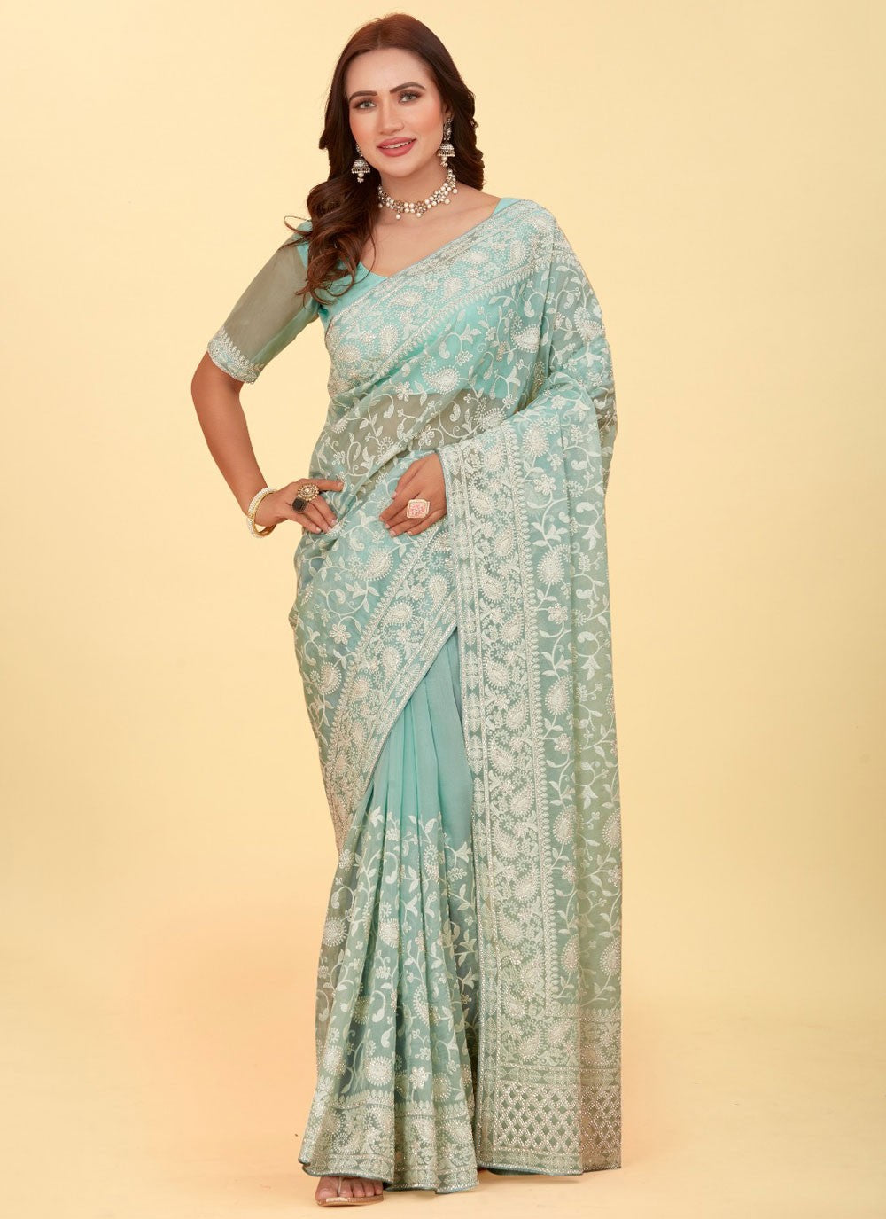 Dimond, Embroidered Jimmy Chu Saree - S12199