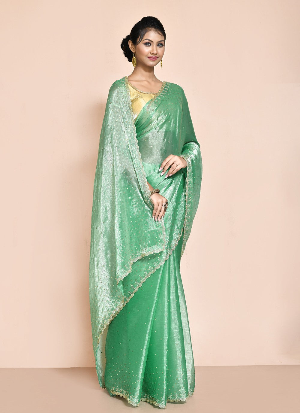 Traditional Hand Embroidery Jimmy Chu Saree - S9244