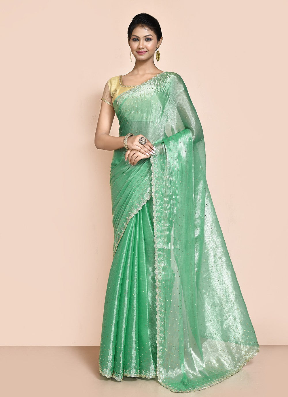 Traditional Hand Embroidery Jimmy Chu Saree - S9244