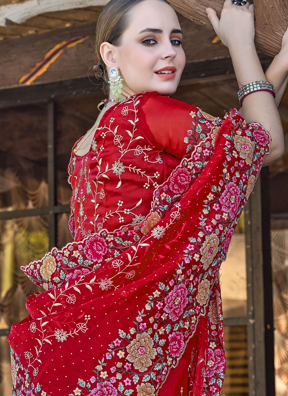 Classic Embroidered Jimmy Chu Saree - S9427