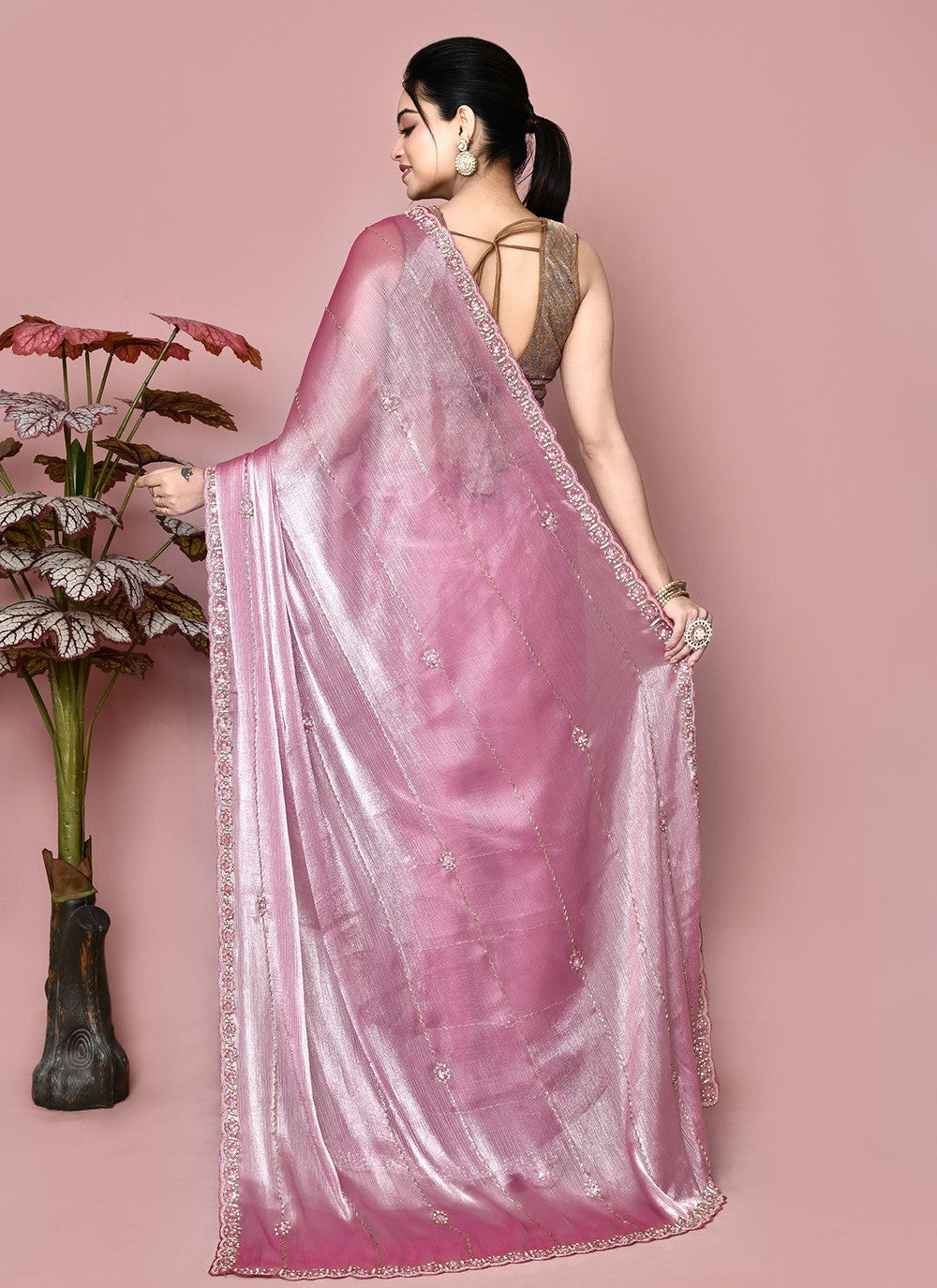 Classic Hand Embroidery Georgette Saree - S9372
