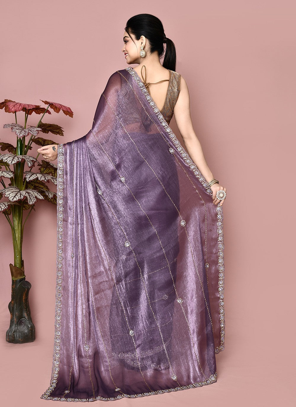 Classic Hand Embroidery Jimmy Chu Saree - S9359