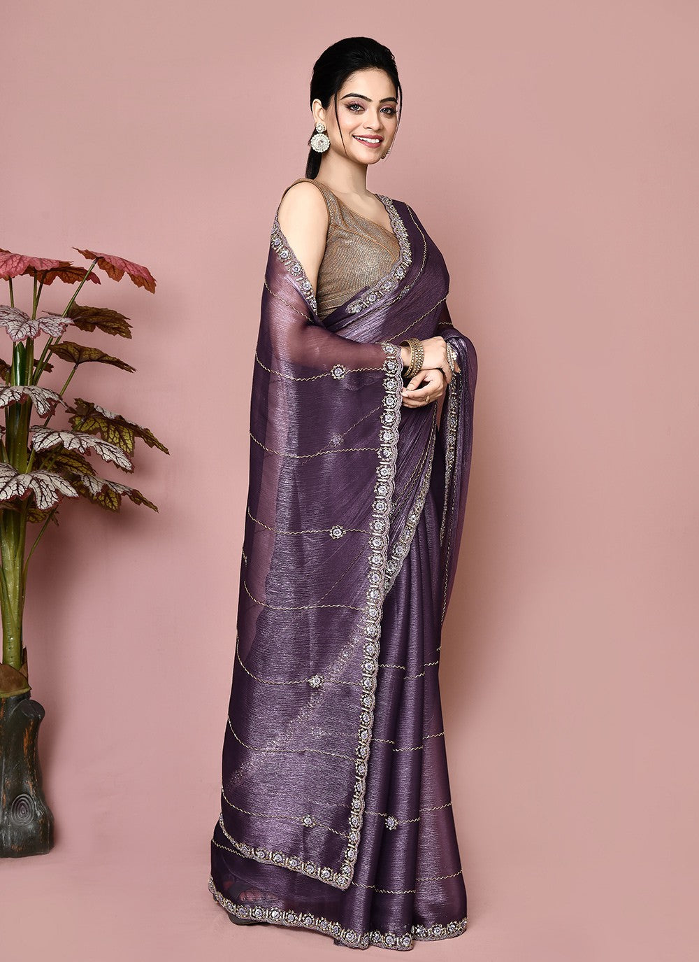 Classic Hand Embroidery Jimmy Chu Saree - S9359