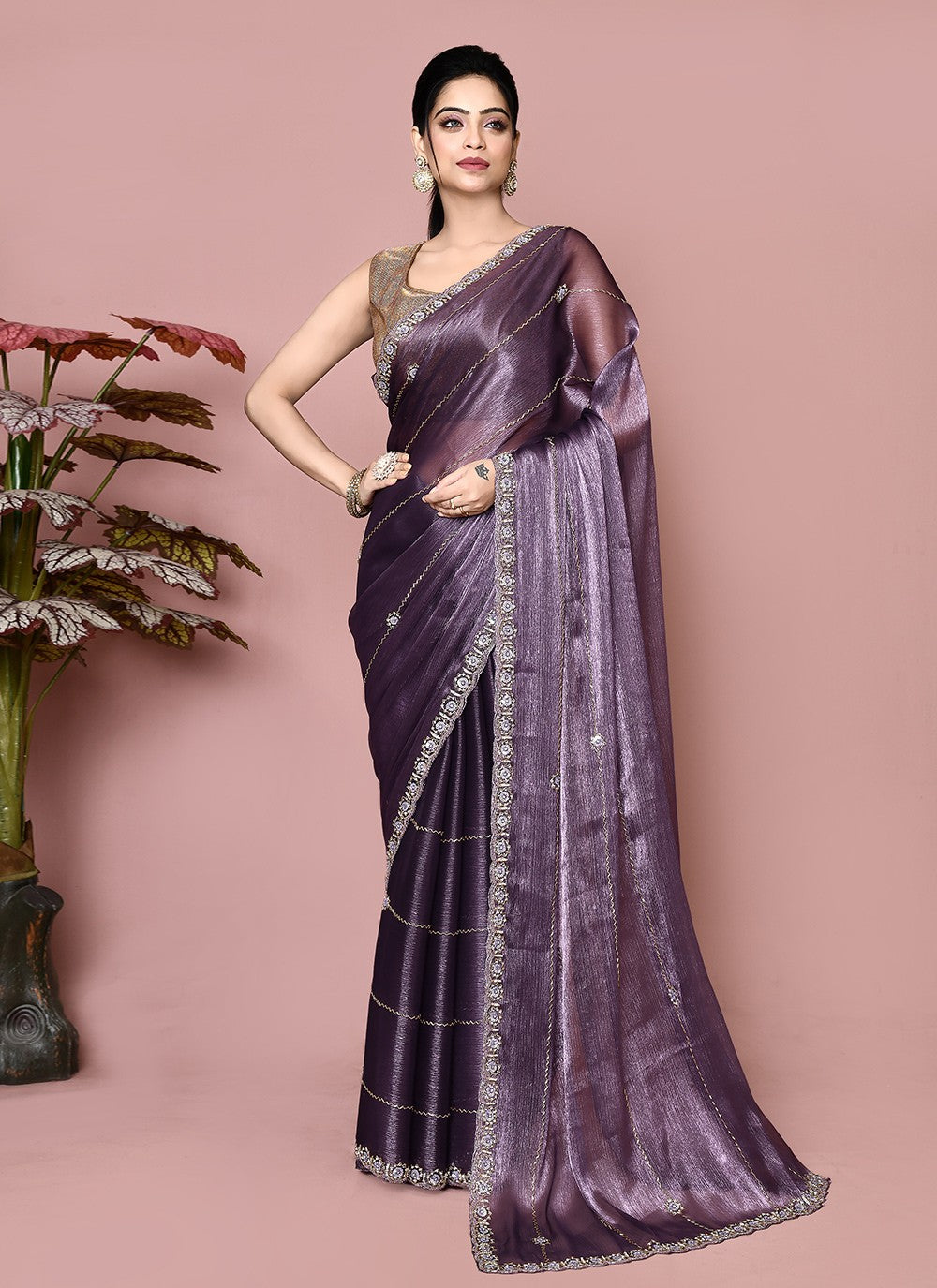 Classic Hand Embroidery Jimmy Chu Saree - S9359