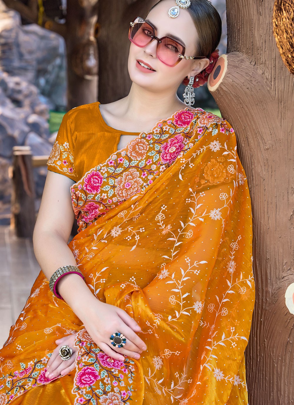 Classic Embroidered Jimmy Chu Saree - S9427