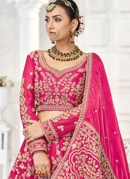 Embroidered Jimmy Chu Hot Pink Lehenga Choli L3449