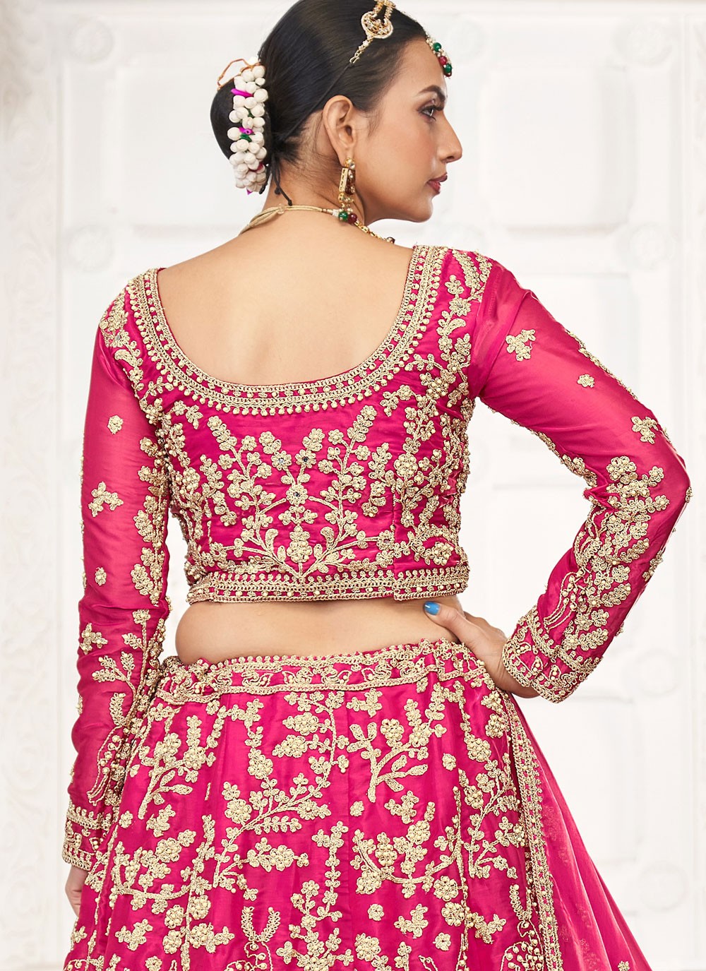 Embroidered Jimmy Chu Hot Pink Lehenga Choli L3449