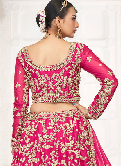 Embroidered Jimmy Chu Hot Pink Lehenga Choli L3449