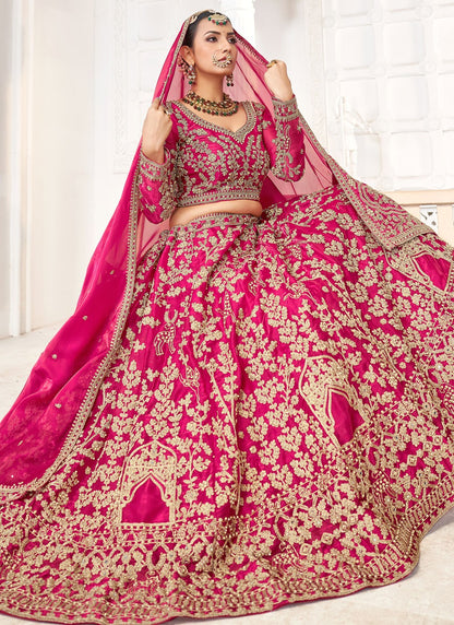 Embroidered Jimmy Chu Hot Pink Lehenga Choli L3449