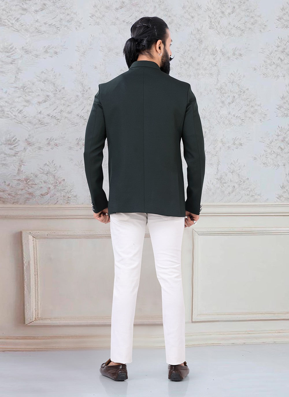Buttons Imported Green Jodhpuri Suit - M3121