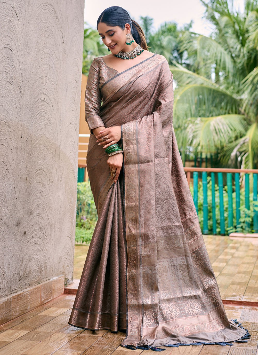 Designer Woven Beige Kanjivaram Silk S12529