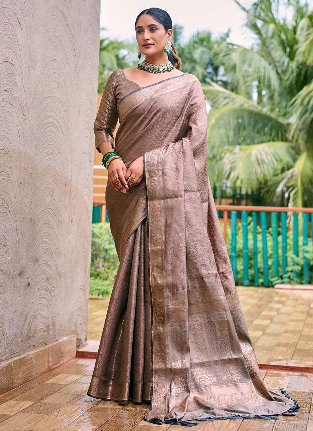 Designer Woven Beige Kanjivaram Silk S12529
