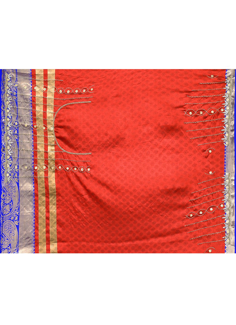 Trendy Saree Hand Embroidery Red Kanjivaram Silk Saree S13104