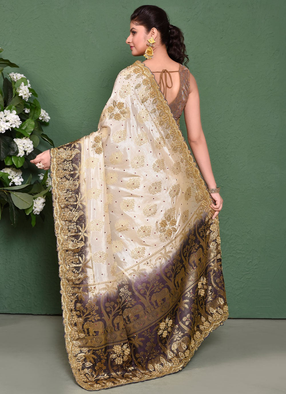 Classic Cut Work Georgette Saree - S7837