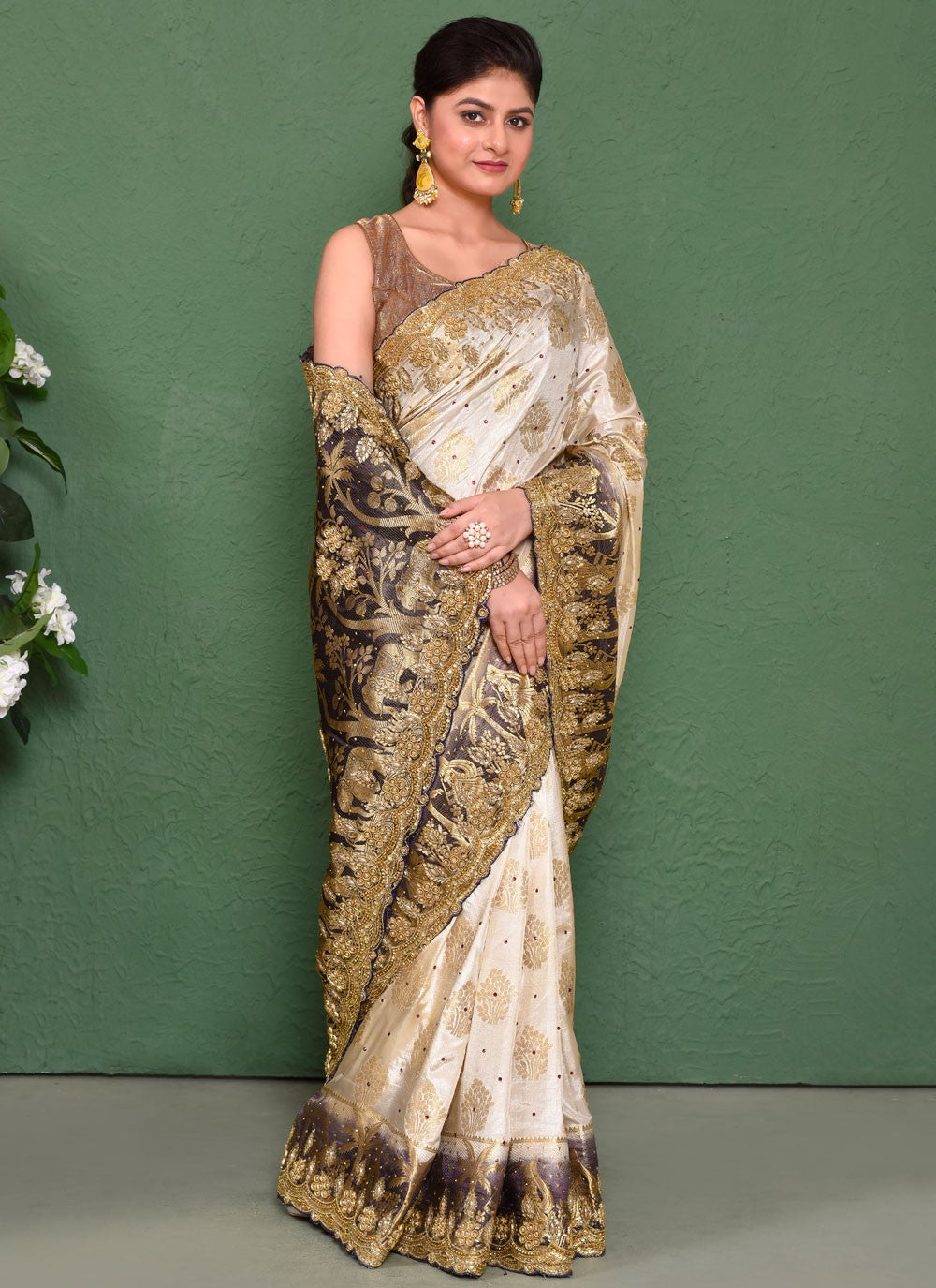 Classic Cut Work Georgette Saree - S7837
