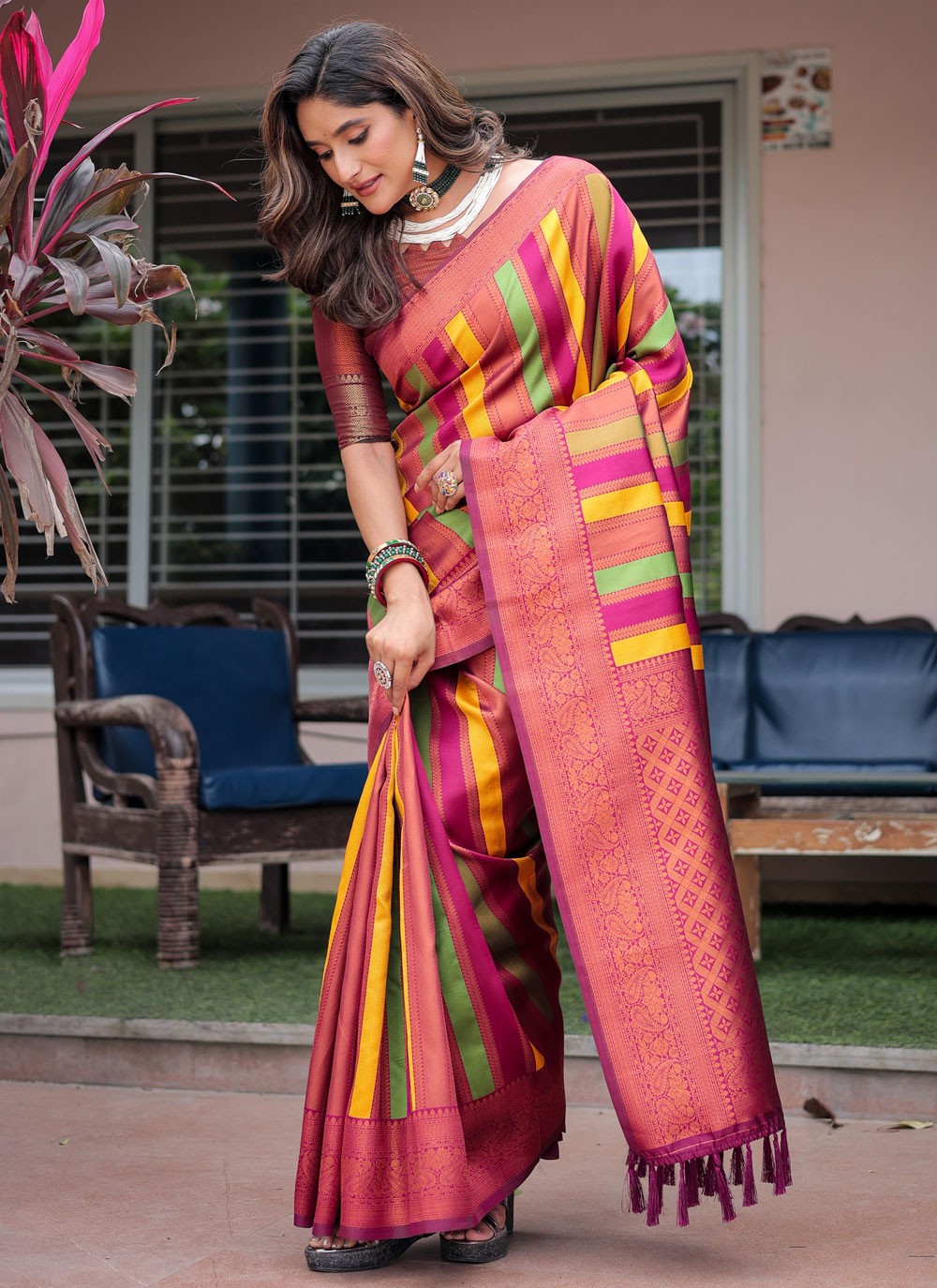 Classic Saree Woven Maroon Kanjivaram Silk S12521