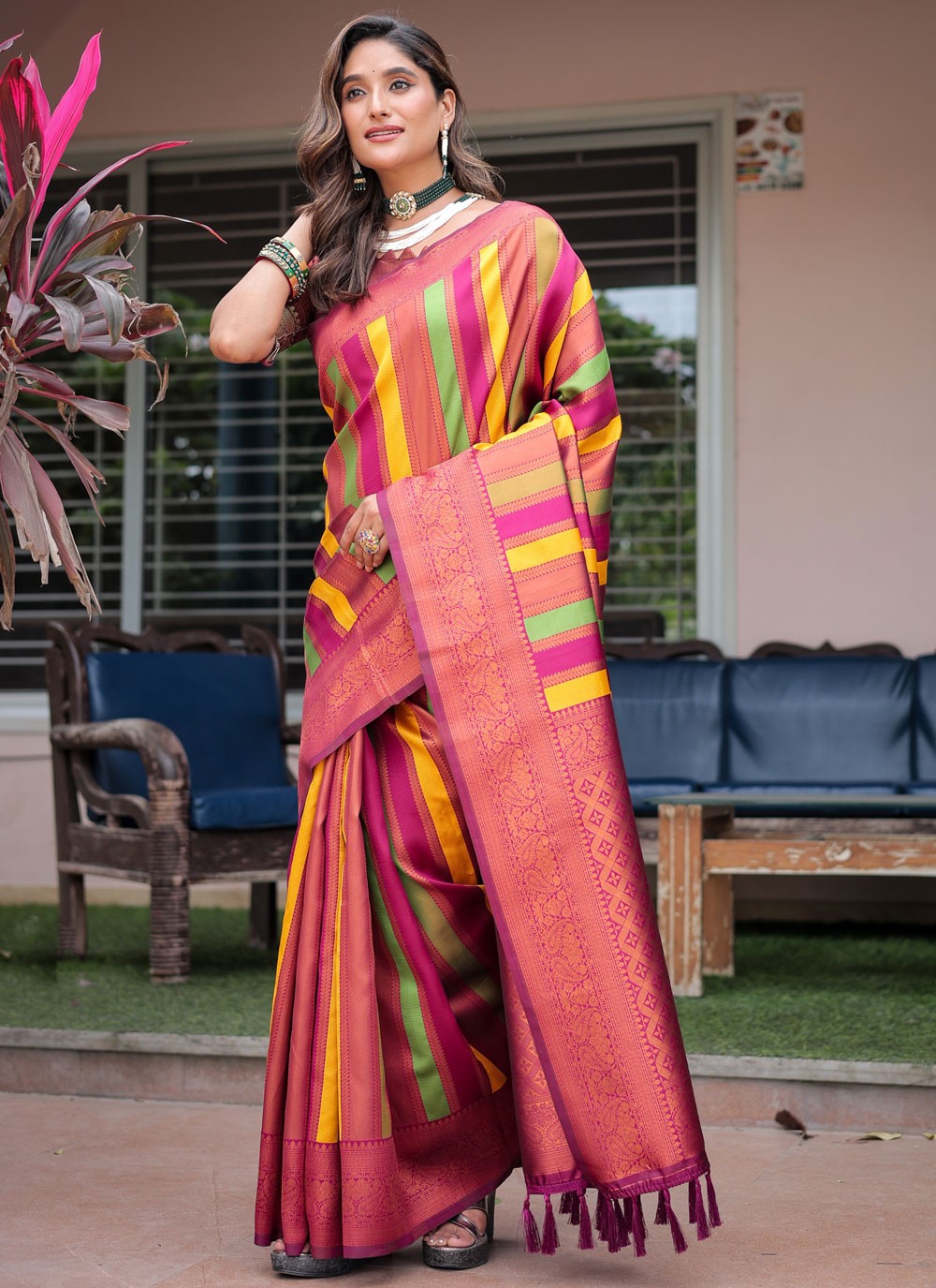 Classic Saree Woven Maroon Kanjivaram Silk Saree S12521
