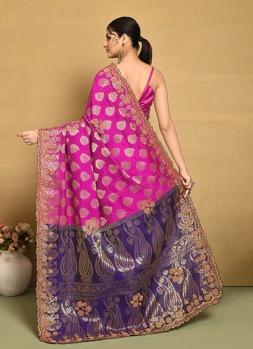 Classic Hand Embroidery Jimmy Chu Saree - S9269