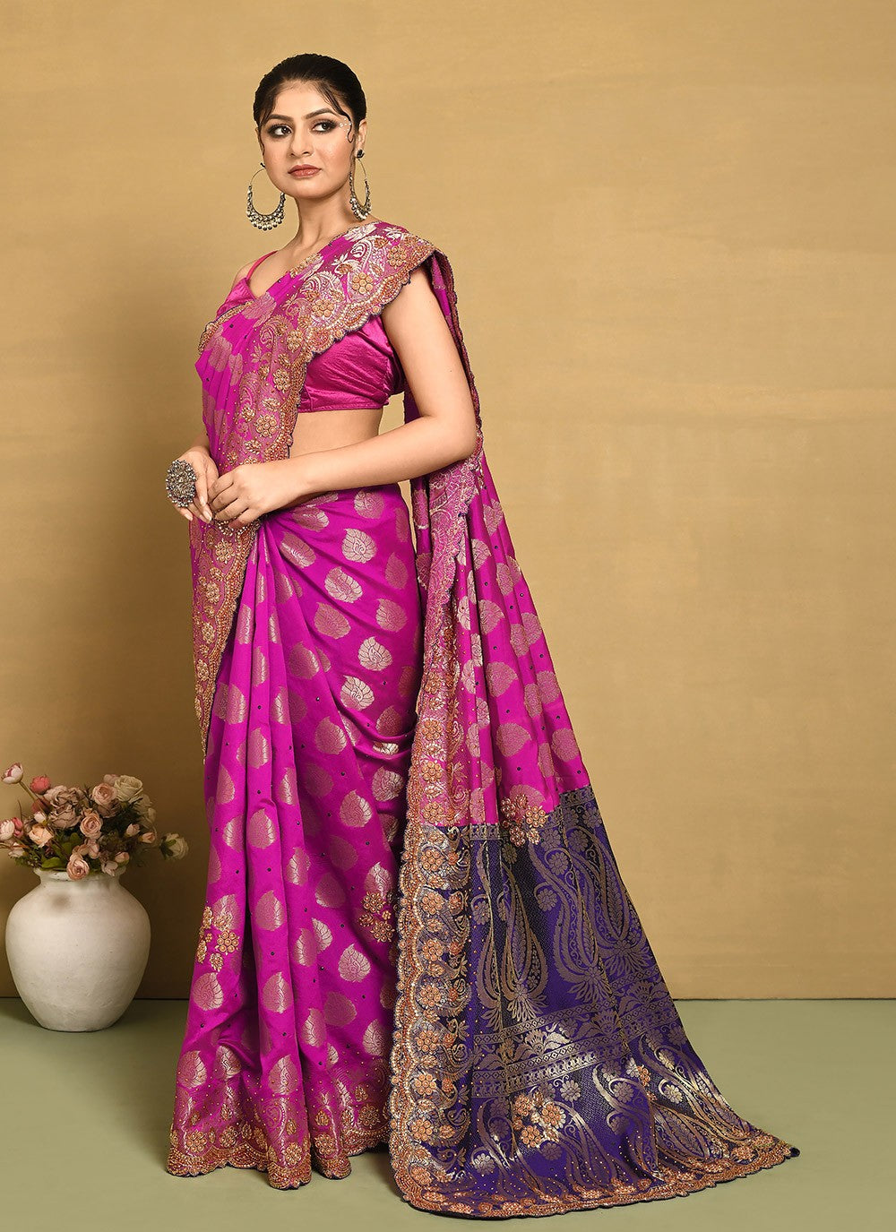 Classic Hand Embroidery Jimmy Chu Saree - S9269