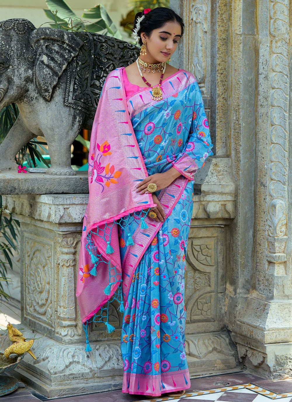 Classic Meenakari Kanjivaram Silk Saree - S4363