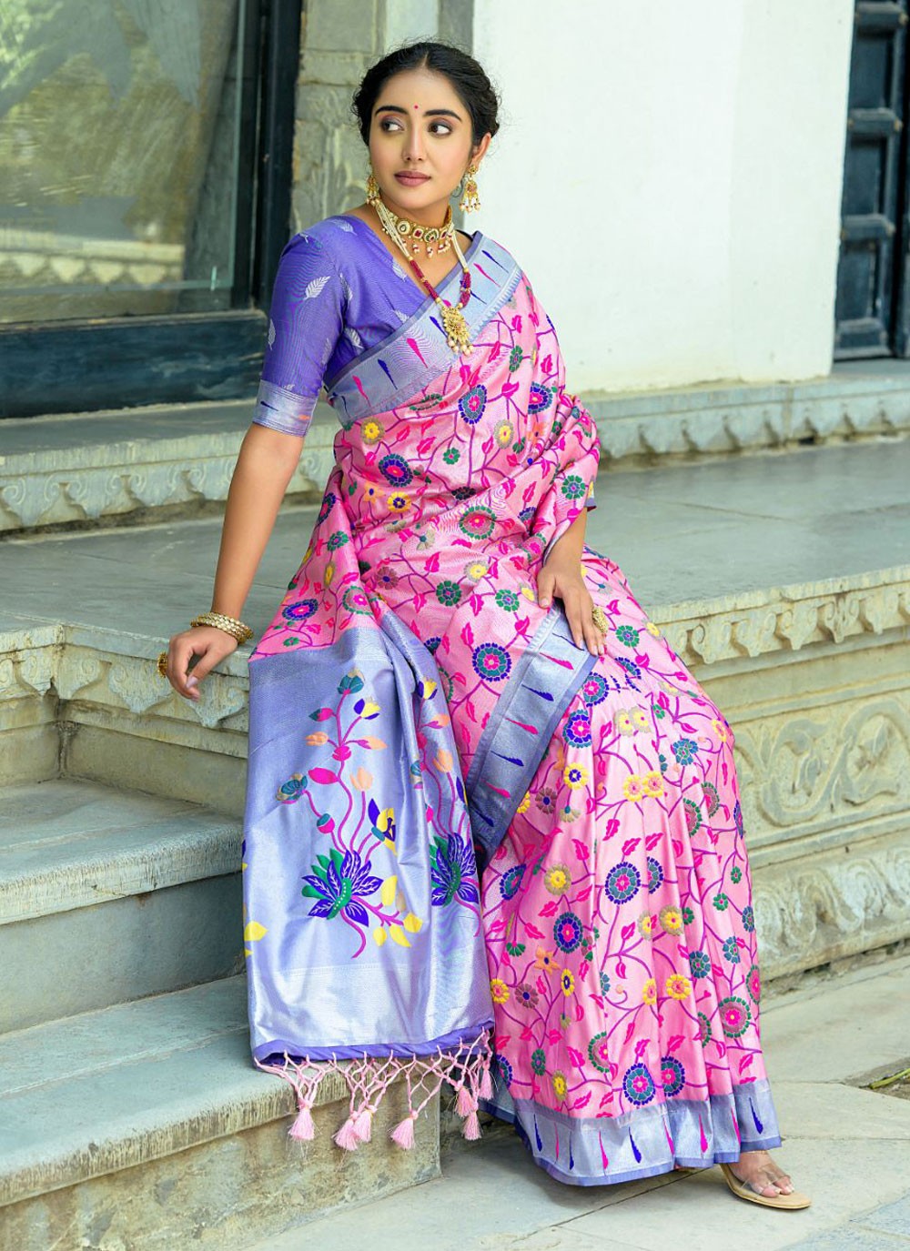 Classic Meenakari Kanjivaram Silk Saree - S4363