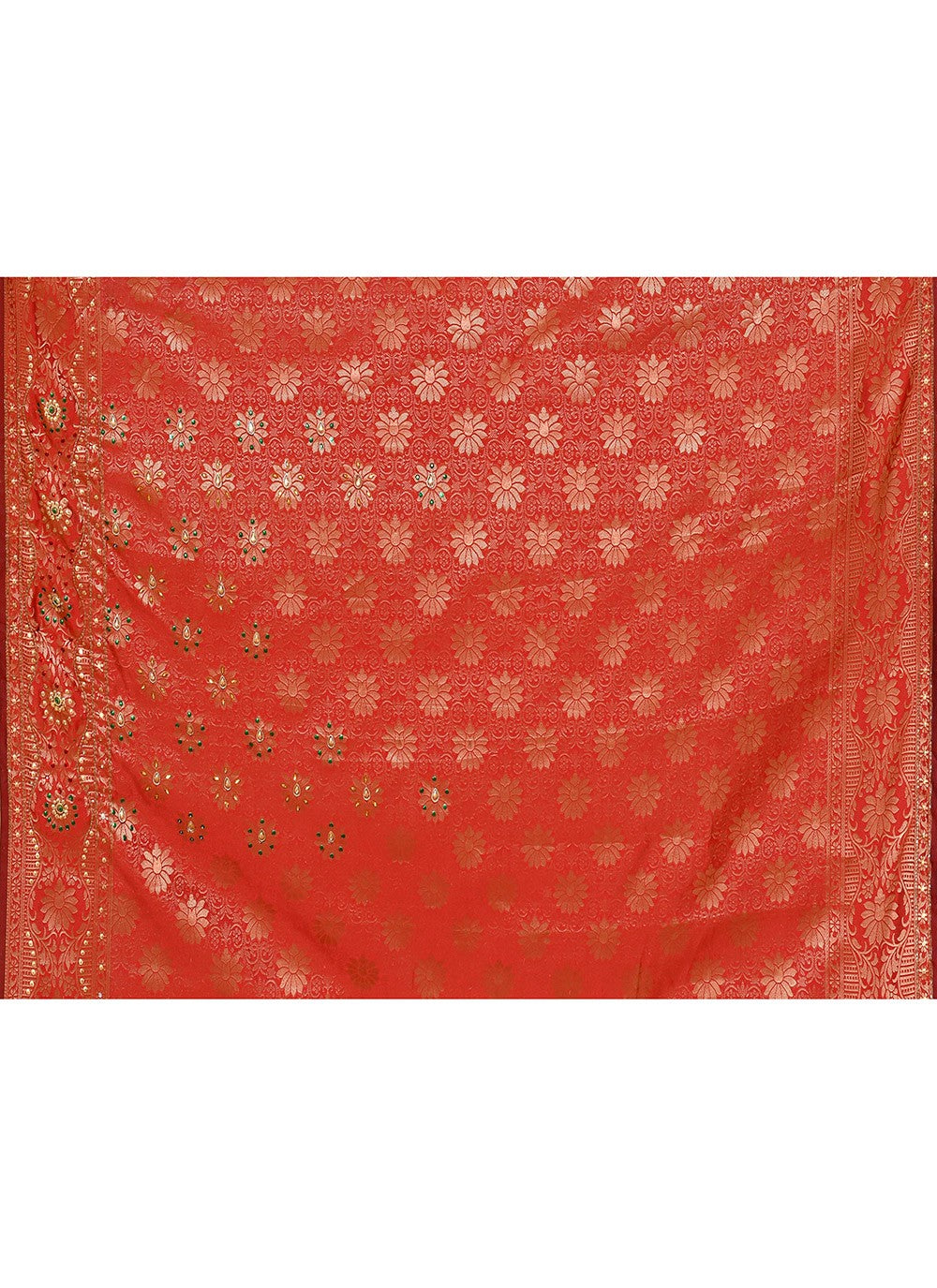 Hand Embroidery Kanjivaram Silk Red Saree S14362