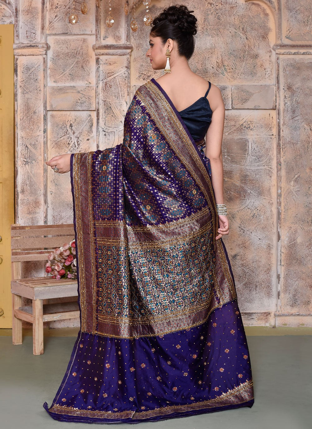 Classic Embroidered Net Saree - S7828