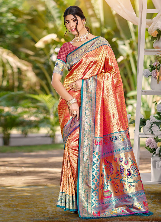 Pink Kanjivaram Silk Classic Saree Weaving Zari S17755