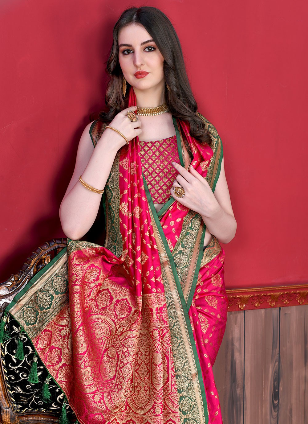 Saree Border Work Katan Silk Saree - S2511
