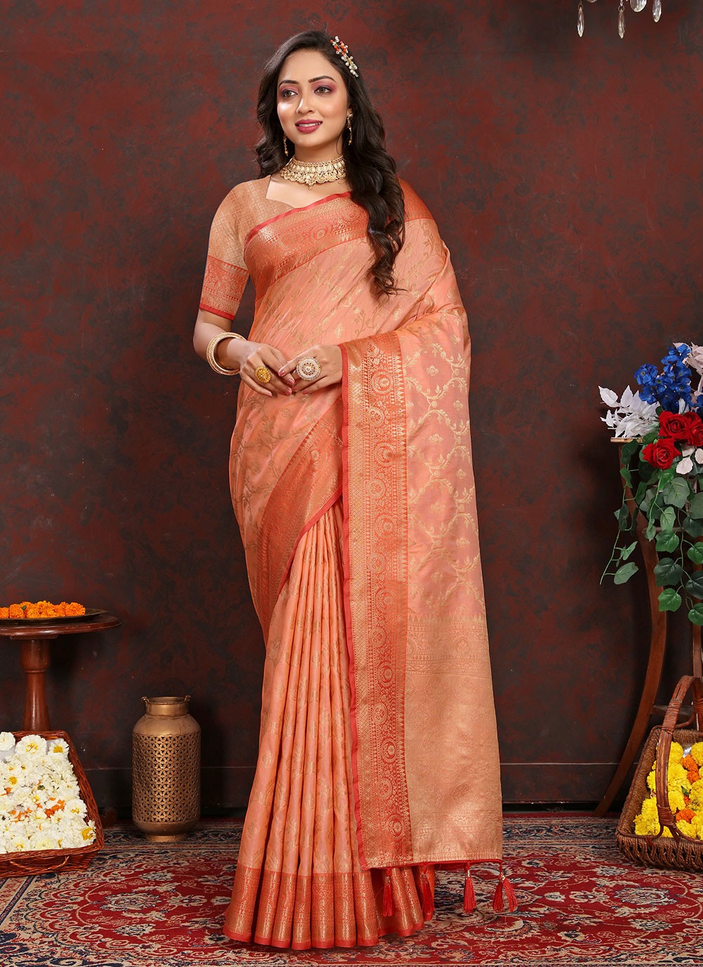 Classic Weaving Zari Katan Silk Saree - S6184