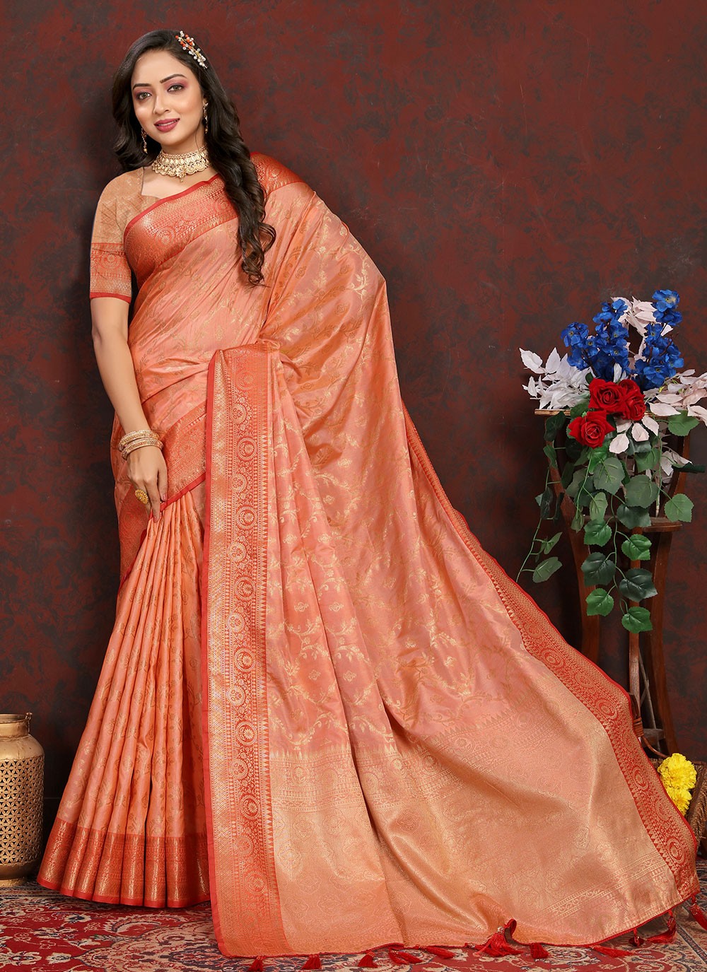 Classic Weaving Zari Katan Silk Saree - S6184