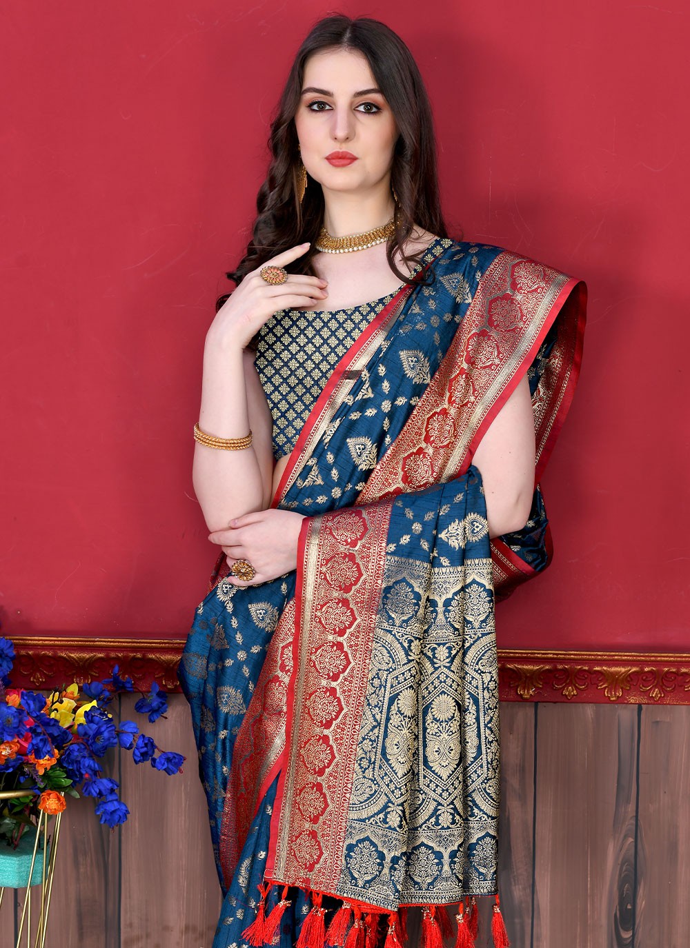 Saree Border Work Katan Silk Saree - S2511