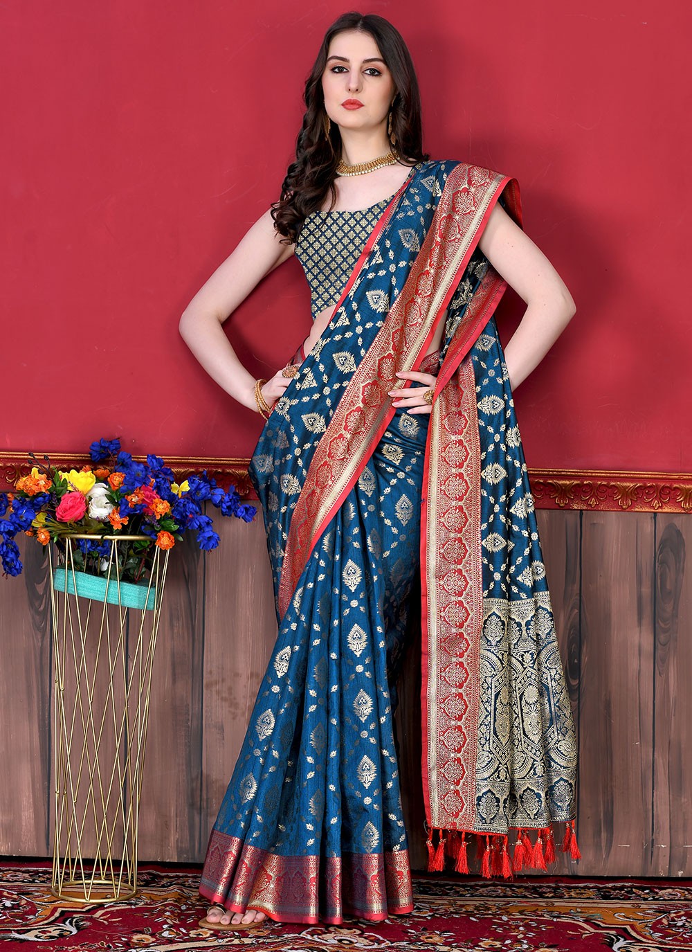 Saree Border Work Katan Silk Saree - S2511