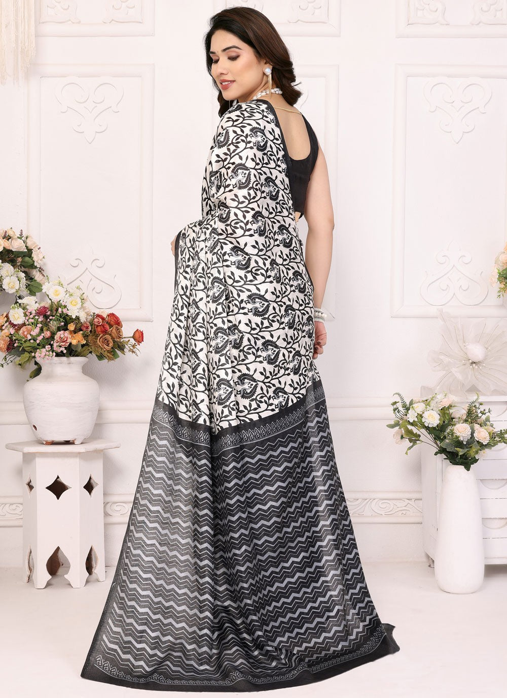 Printed Satin Saree - S12222