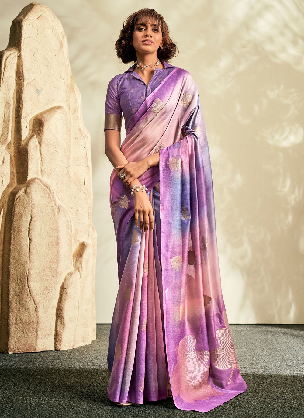 Trendy Printed Khadi Saree - S5523