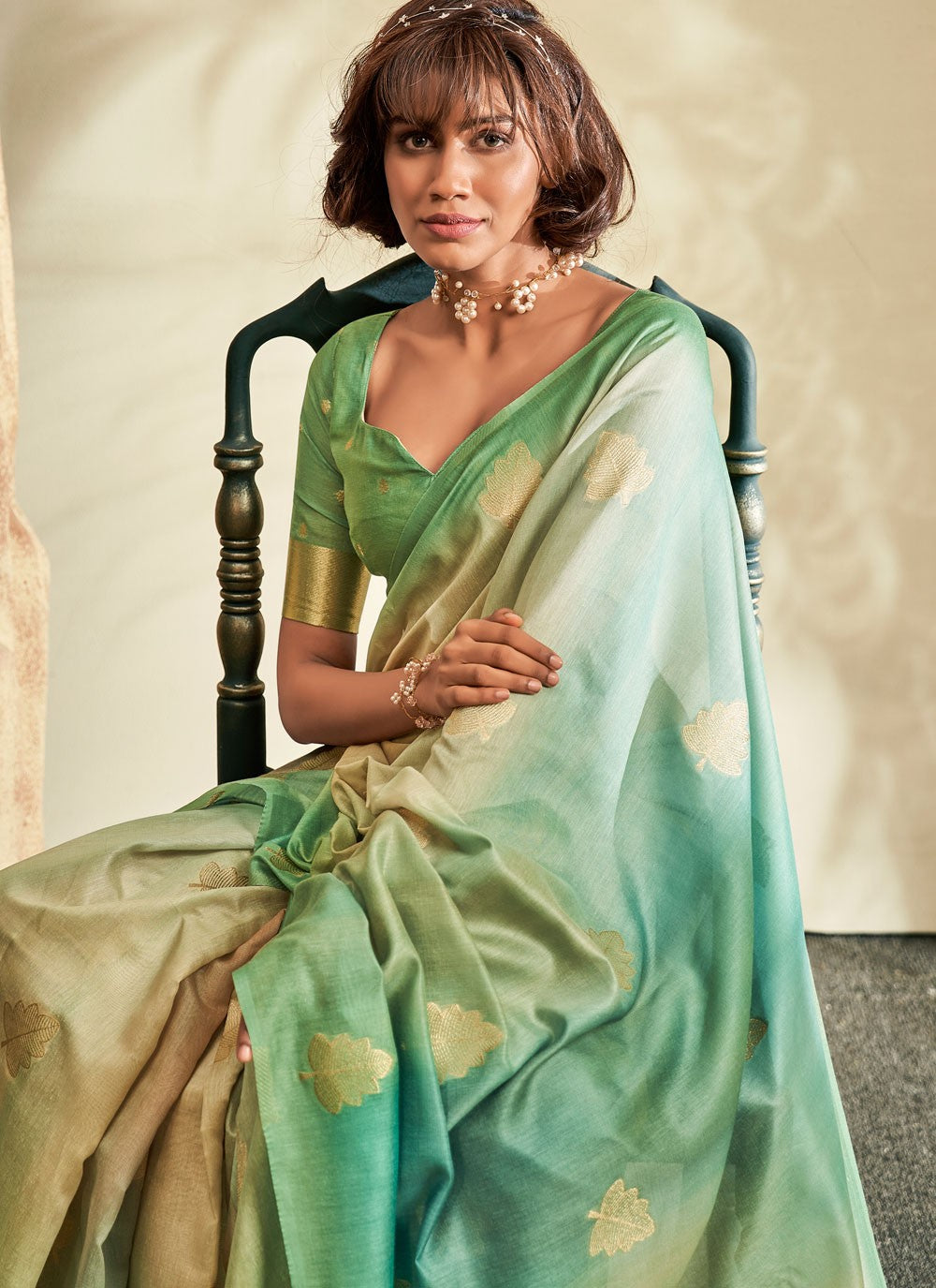 Trendy Printed Khadi Saree - S5523