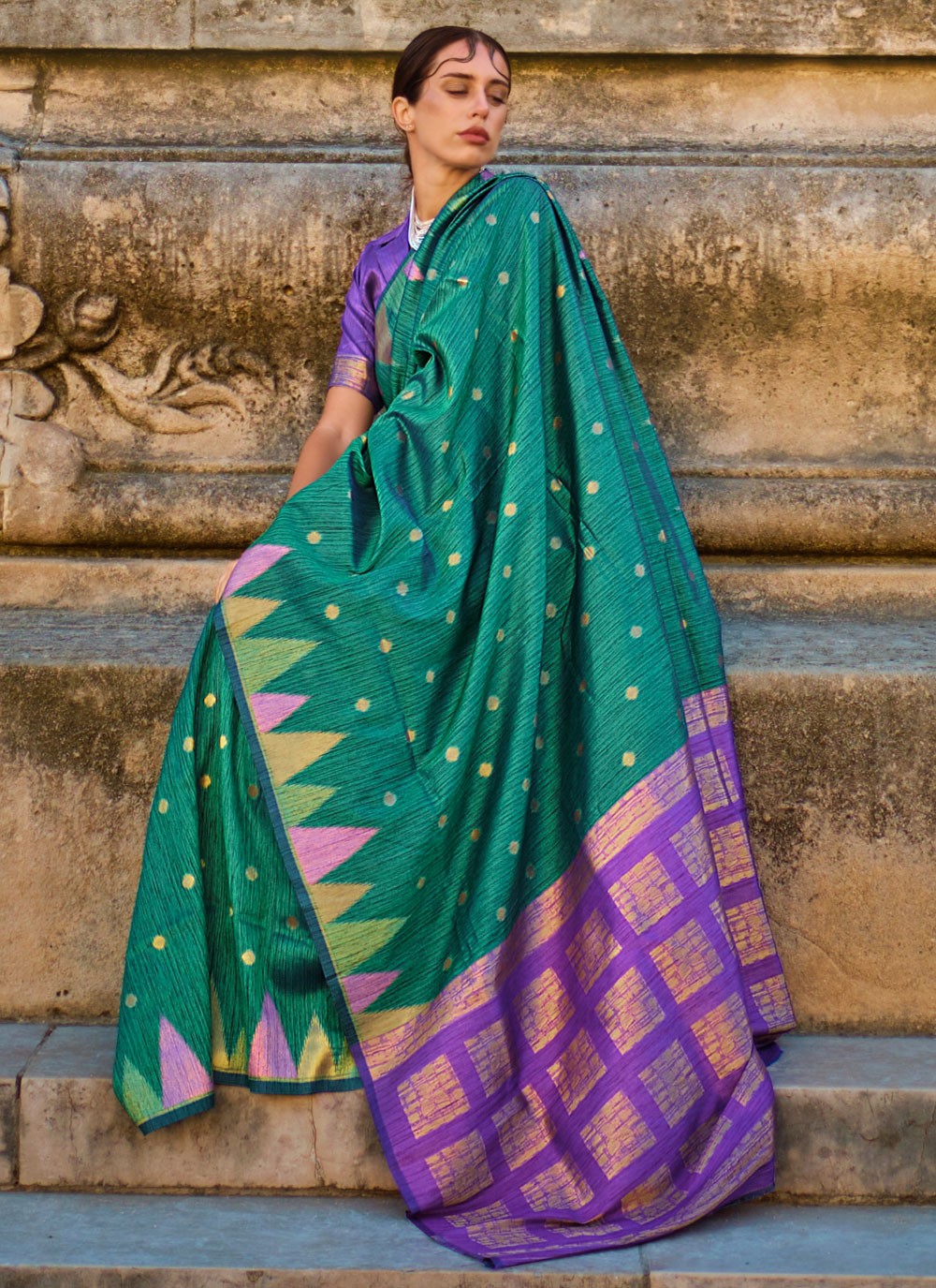 Contemporary Weaving Zari Khadi Saree - S4269