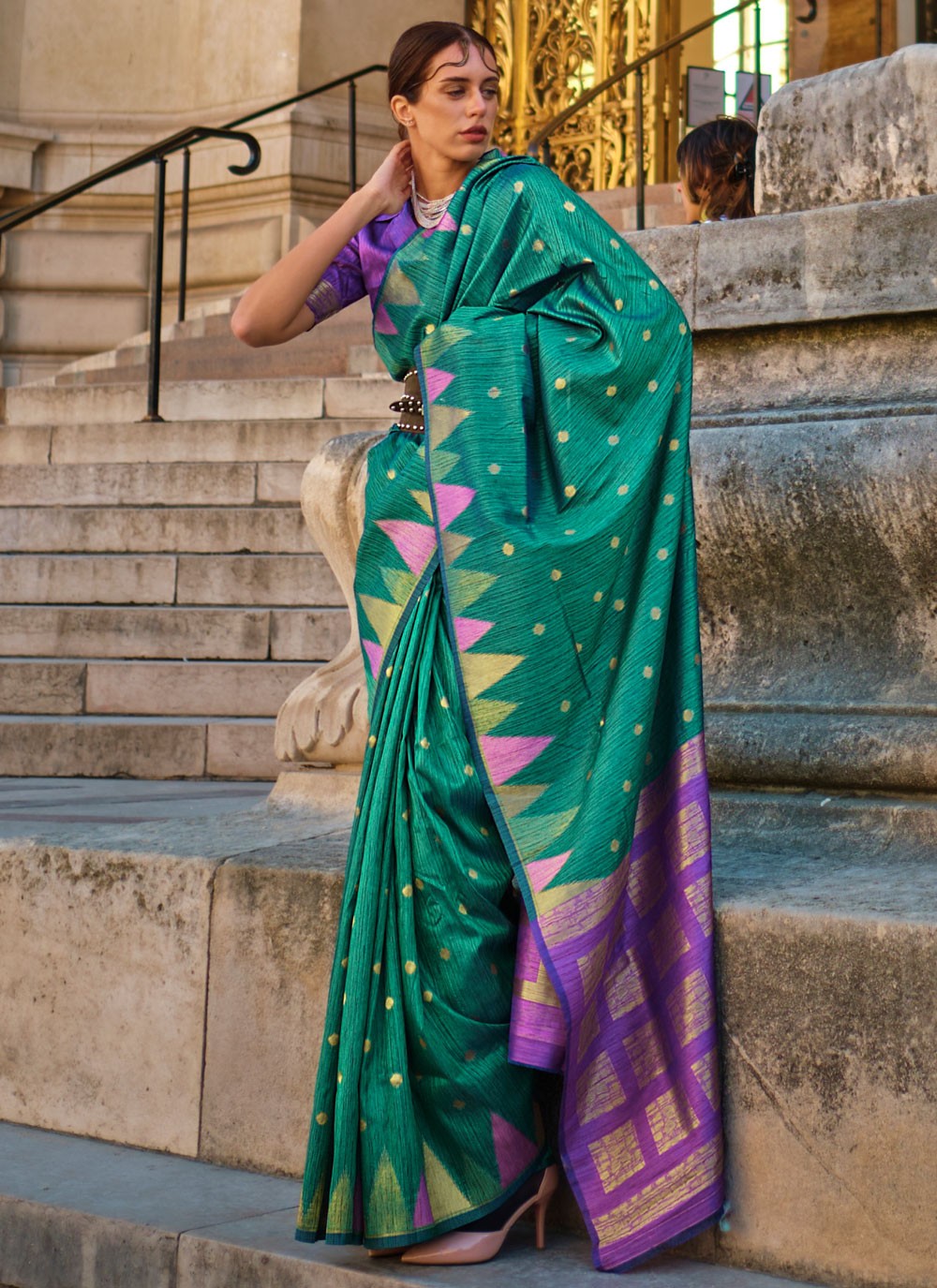 Contemporary Weaving Zari Khadi Saree - S4269