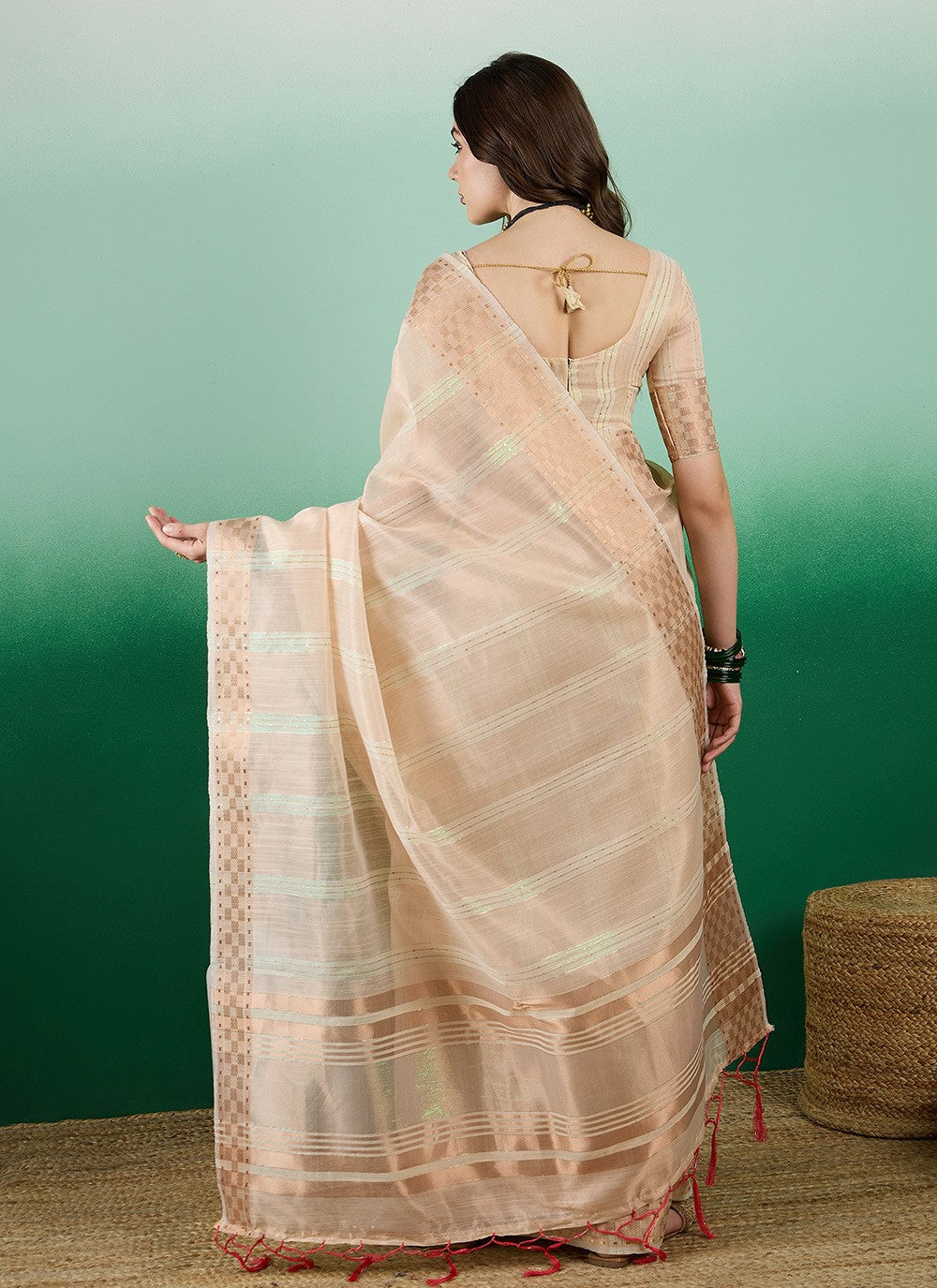 Classic Woven Khadi, Organza Saree - S7260