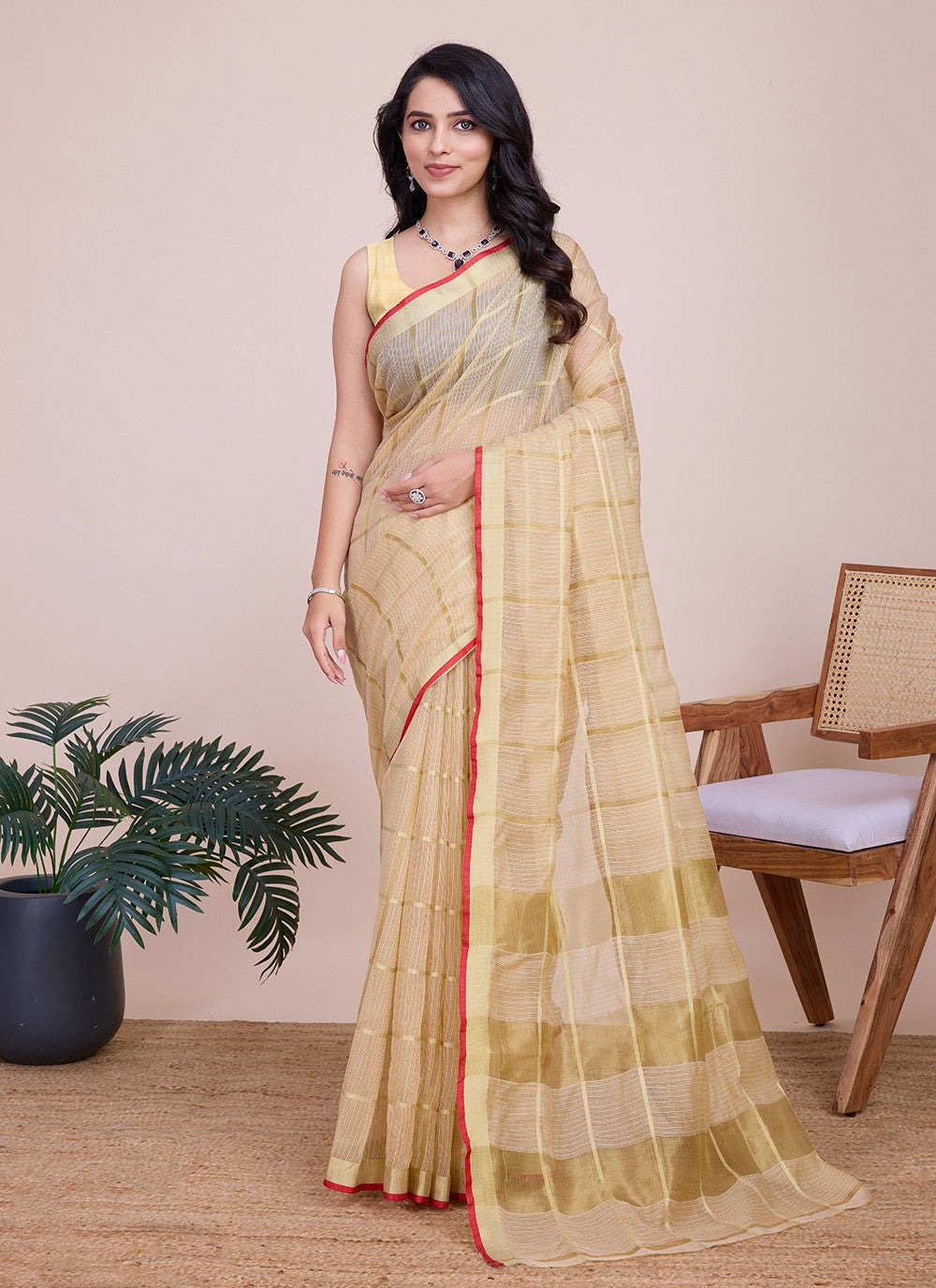 Classic Weaving Zari Kota Doriya Saree - S7921