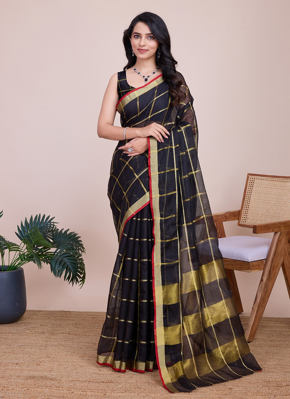 Classic Weaving Zari Kota Doriya Saree - S7921