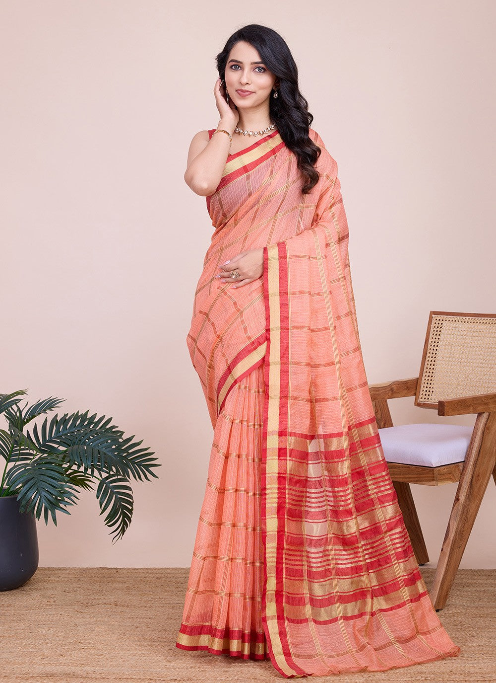 Classic Weaving Zari Kota Doriya Saree - S7904