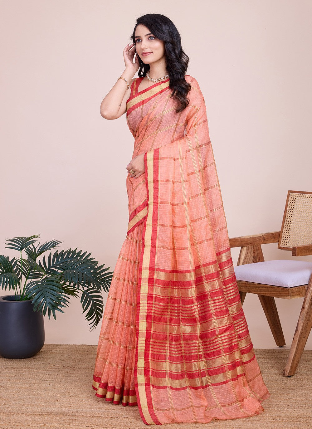 Classic Weaving Zari Kota Doriya Saree - S7904
