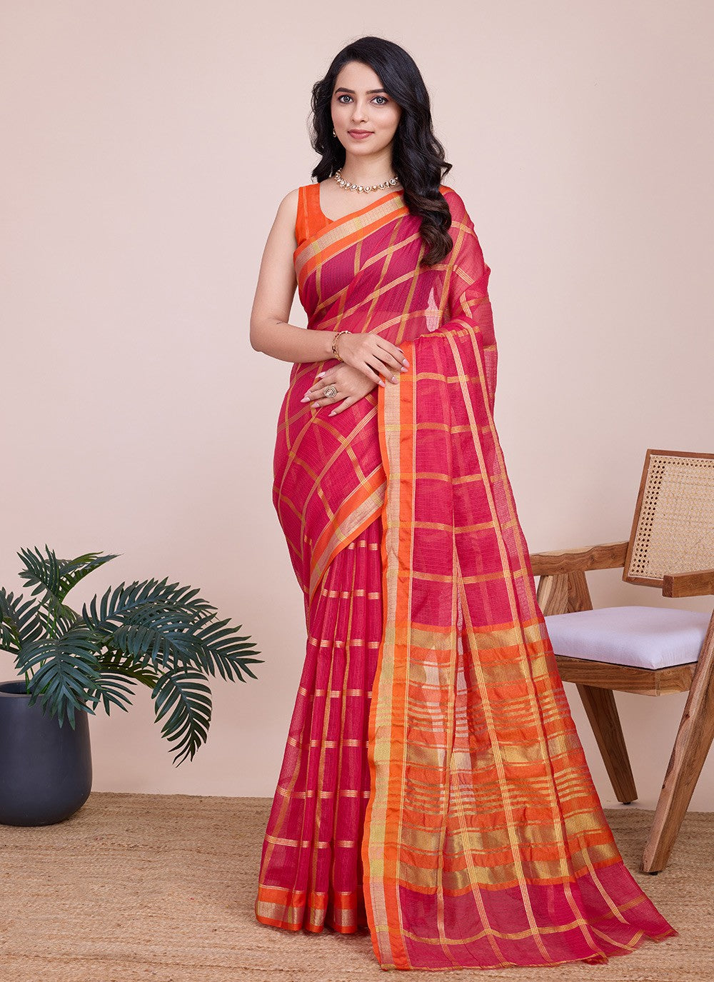 Classic Weaving Zari Kota Doriya Saree - S7904