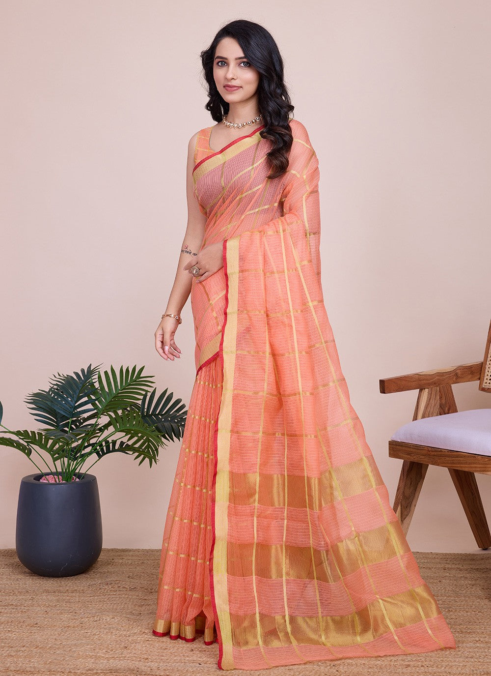 Classic Weaving Zari Kota Doriya Saree - S7921