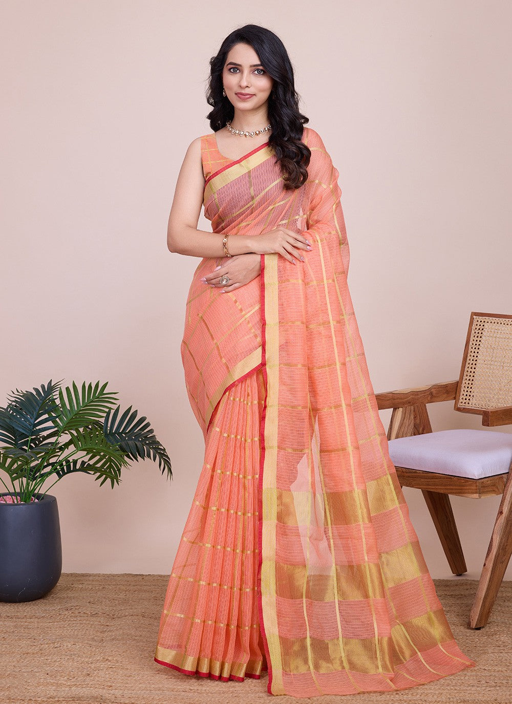 Classic Weaving Zari Kota Doriya Saree - S7921